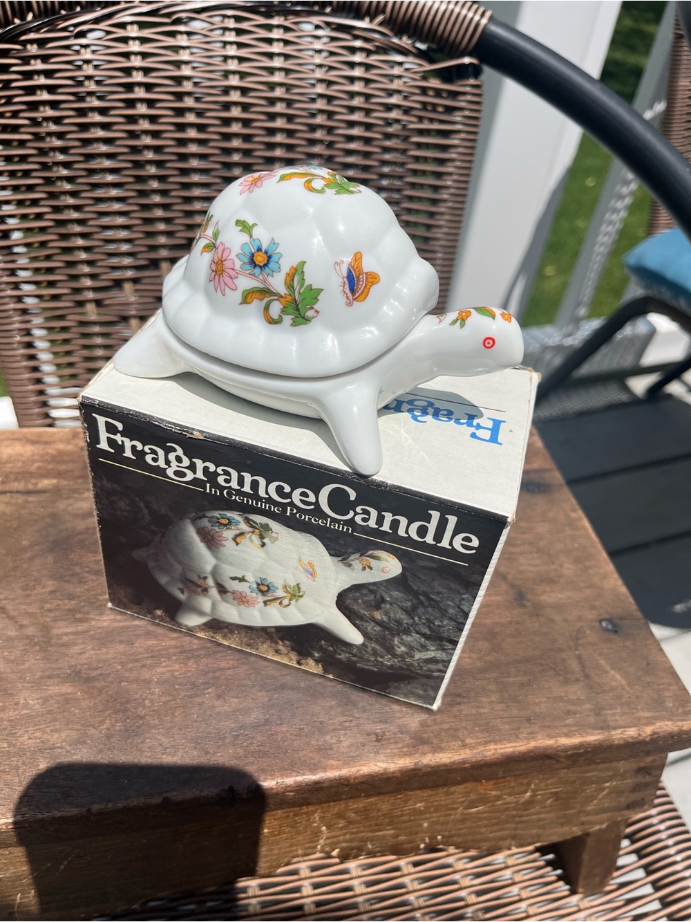 Porcelain Turtle Fragrance Candle with Floral Decals